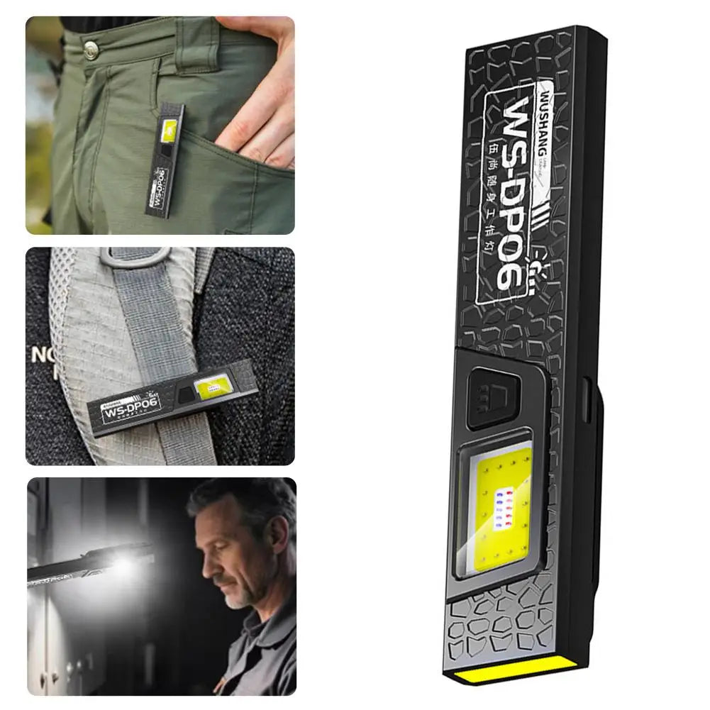 Magnetic & Clamp LED Flashlight Rechargeable Battery Work Light Ultra Bright Portable Pocket Lantern for Camping Edc Flashlight Oasis Select