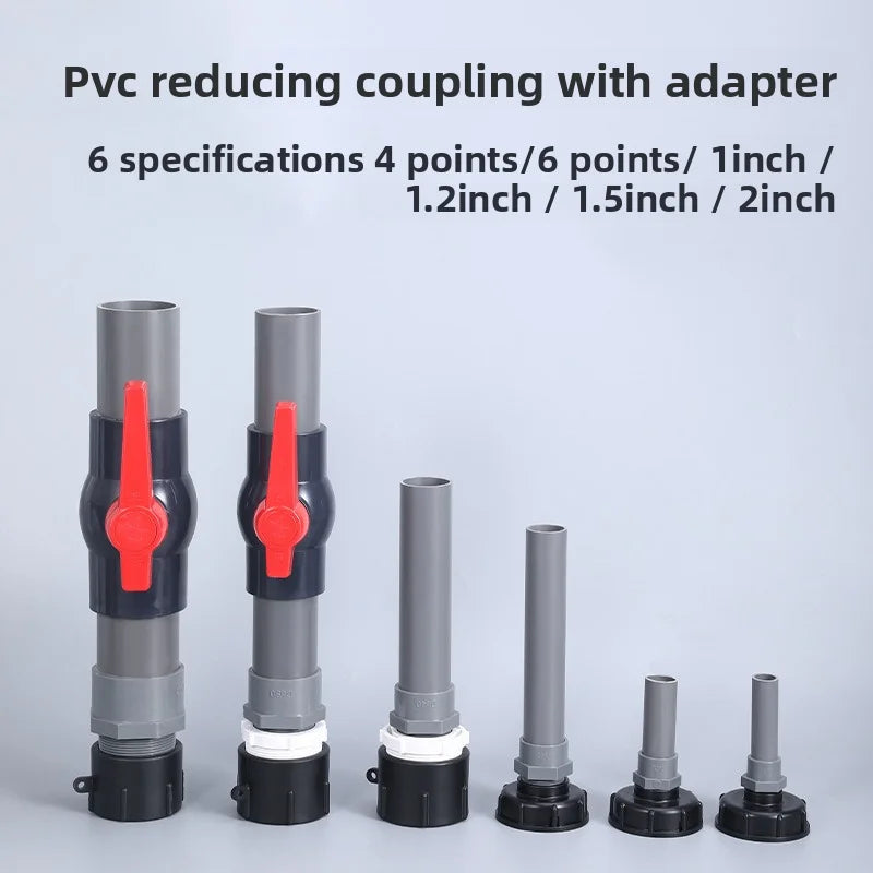 Ton Drum Accessories Valve Conversion Joints PVC Ball Valves Water Supply Pipe Sockets Hose Switches 4/ 6 Points 1-inch 2-inch Oasis Select
