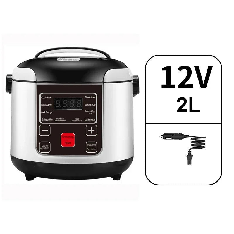 URGGU 2L Portable Car Rice Cooker 12V/24V Electric Multi-Cooker