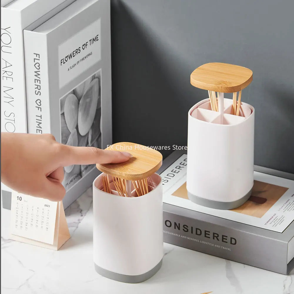 Household creative press-type toothpick box large-capacity grid toothpick tube simple personality toothpick storage tube Oasis Select