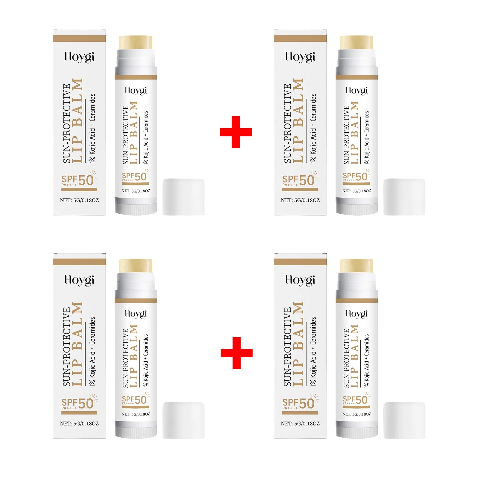 Spf50 Pa++++ Lip Balm 5g with 1% Kojic Acid & Ceramides, UV Protection Brightening Moisturizing Lip Stick for Dry Chapped Lips Oasis Select 4pcs