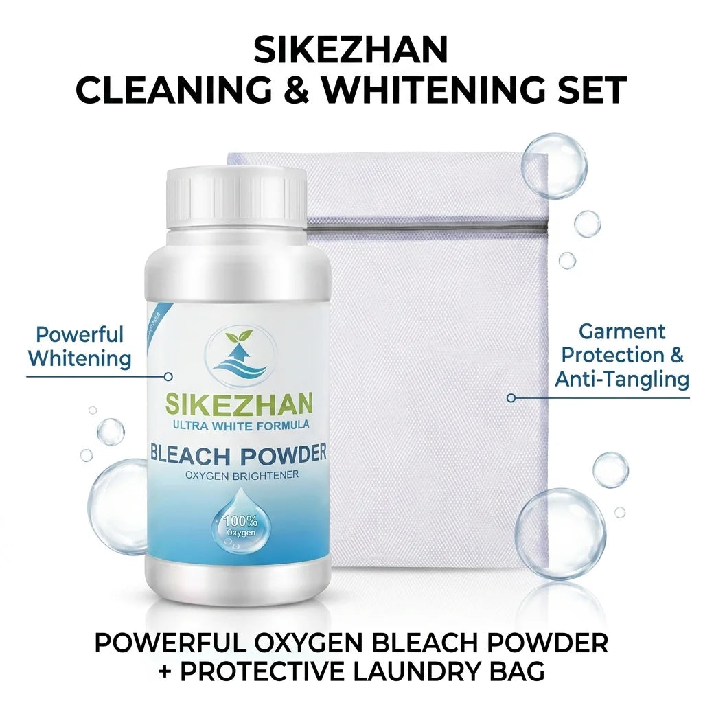 Clothing Bleaching Powder + 2-Piece Mesh Laundry Bag Set: Stain Remover & Whitener, Washing Machine Care Bags and Cleaning Tools Oasis Select