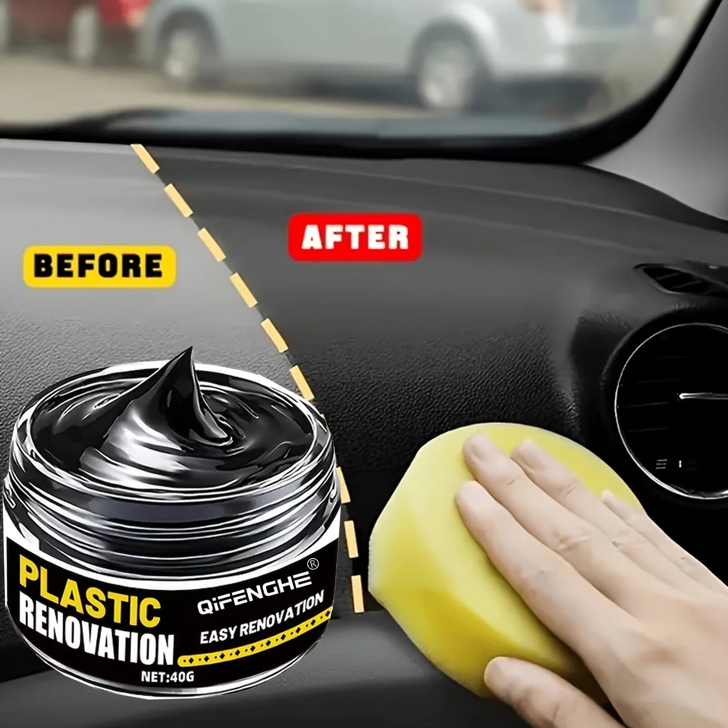 Glossy Black Paste for Car Trim & Interior – Anti-Fade, 40g
