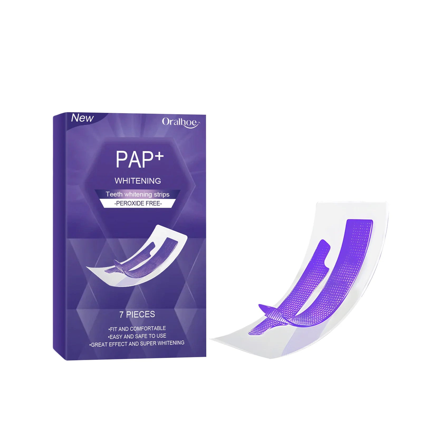 Purple Teeth Whitening Strips Bleaching Stains Remove Oral Whitening Supplies Tooth Stickers Remove Stains Care Stripes Oasis Select 1box (7pcs)