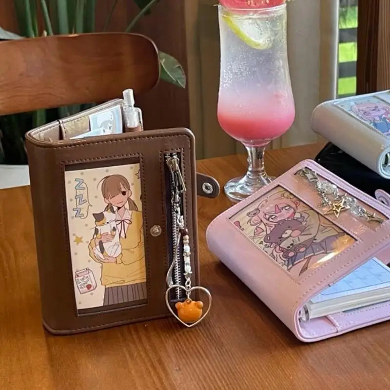 Multi-functional PU Leather Photo Card Storage Book Loose-Leaf Design Durable Organizer for K- Idol Fans Daily Use Oasis Select