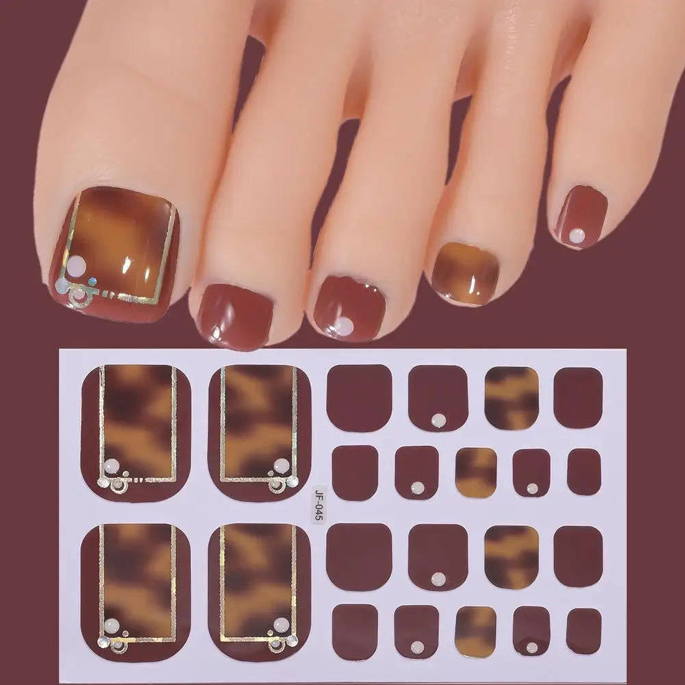 22tips/Sheet Glitter Toenail Stickers Glittering Full Wraps for Summer Pool and Beach for Nail Art and Decorative Nail Decals Oasis Select O