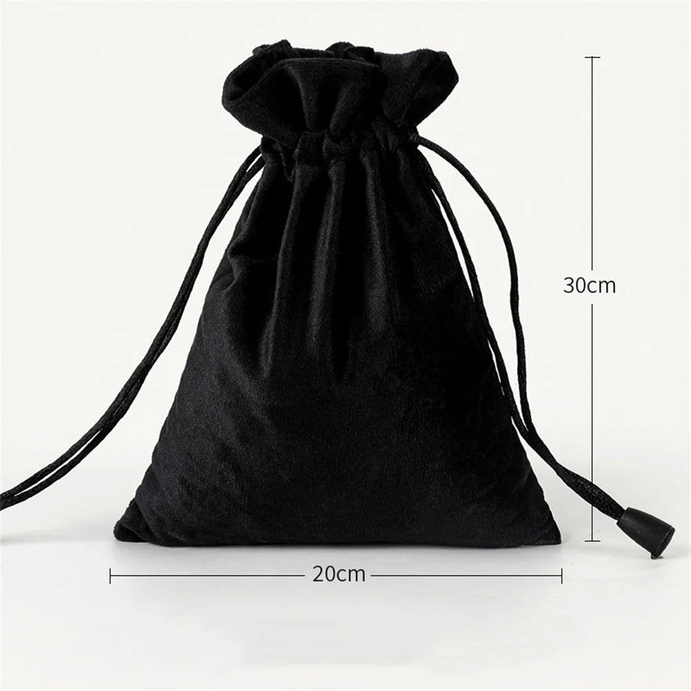 1 Pcs 6 Sizes Bags Linen Drawstring Gift Bag Pouches Cloth Christmas Bag Jewelry Bag Drawstring Pouches Large Velvet Bags Oasis Select Black-20x30cm Other
