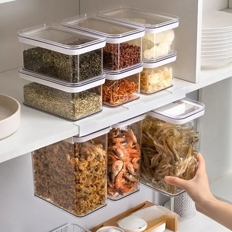 1pcs Food Grade Hanging Airtight Grain Storage Box Transparent Rectangular Moisture Proof Fresh-Keeping Container Oasis Select