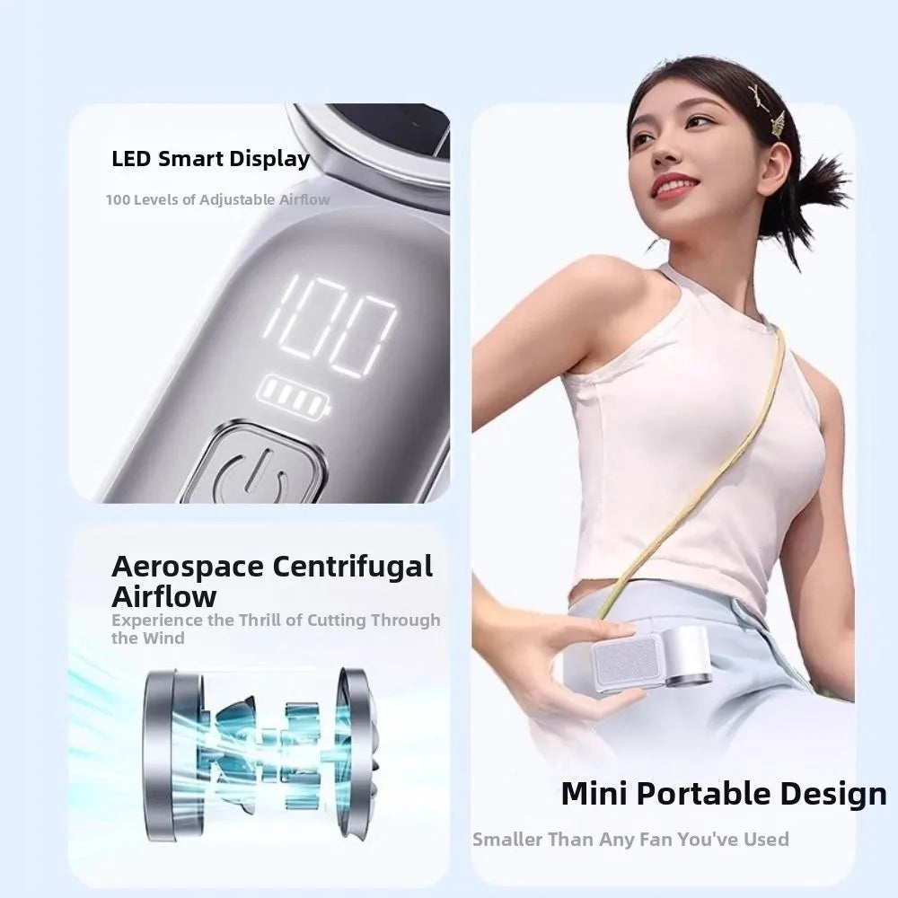Cooling 6 Gear Wind Mini Portable Fan Air Turbo Tech LED Display USB Rechargeable Fan Adjustable Ultra-quiet Pocket Fan Camping Oasis Select