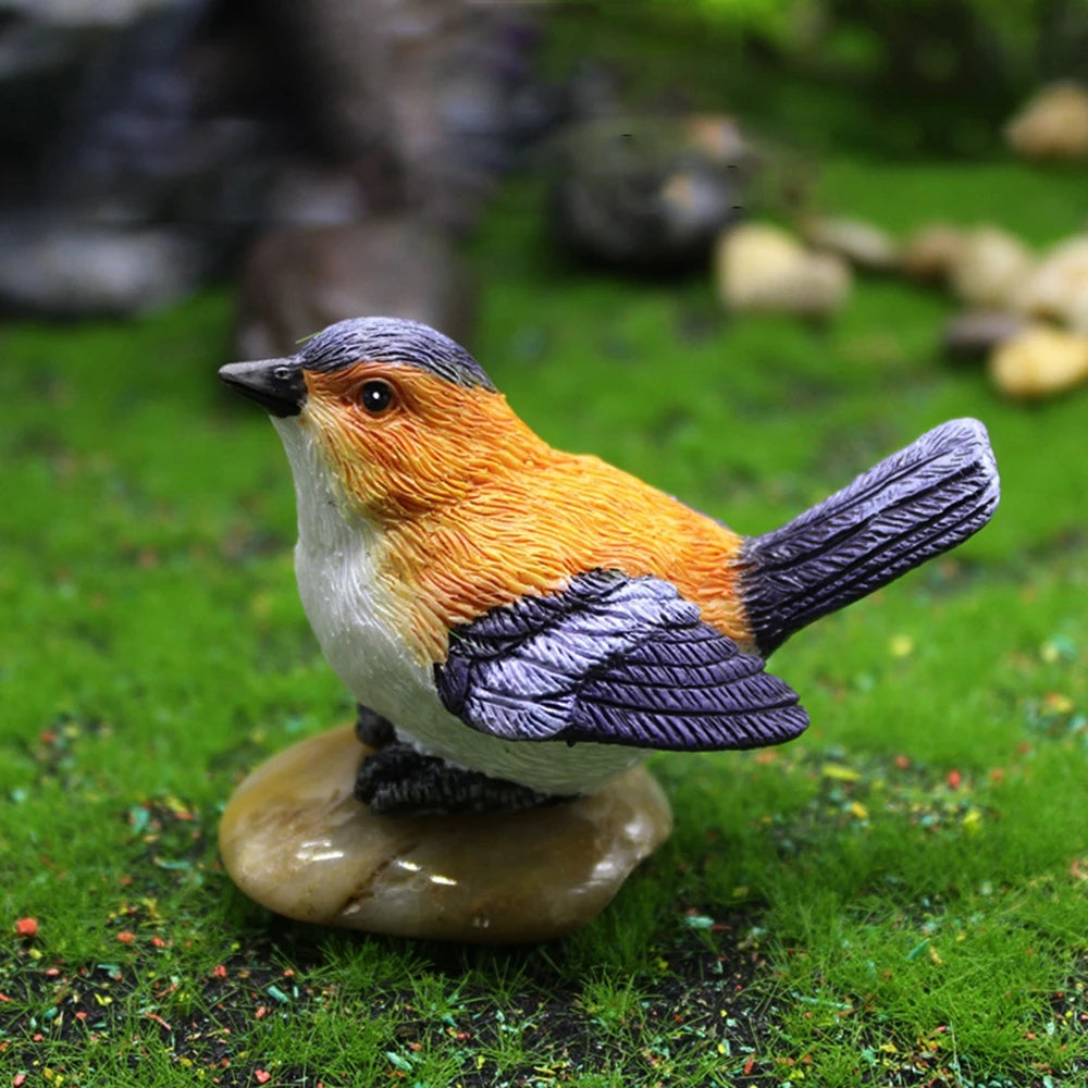 Crafts Dollhouse Little Birds Animal Model Succulent Plant Home Decor Fairy Garden Decor Micro Landscape Miniature Figurines Oasis Select L-Orange Bird