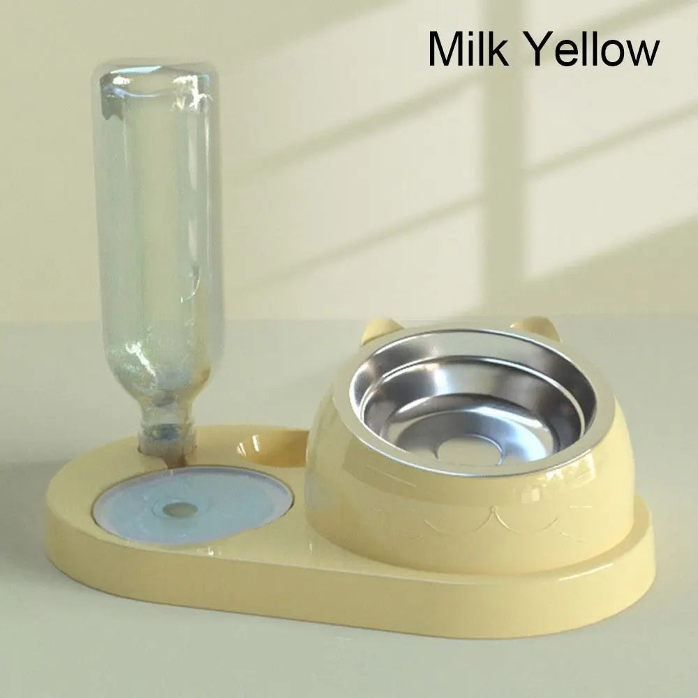 2-in-1 Cat Food & Water Bowl | Auto Refill Dry Wet Separation