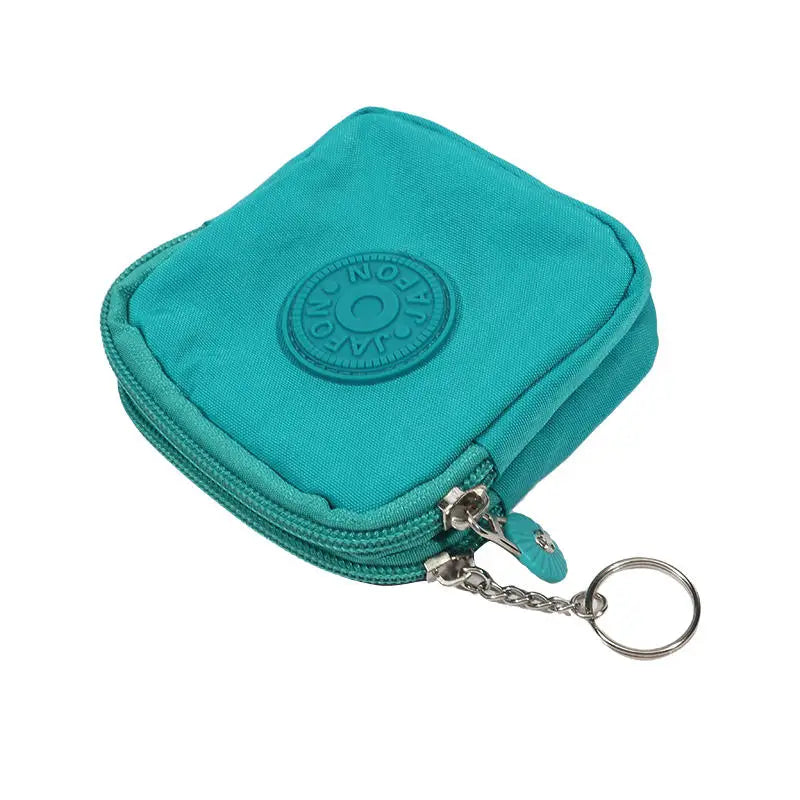 Mini Nylon Waterproof Coin Purses Key Bag Wallets Portable Square Small Card Holder Zipper Zero Wallets Card Bags Headphone Bags Oasis Select green