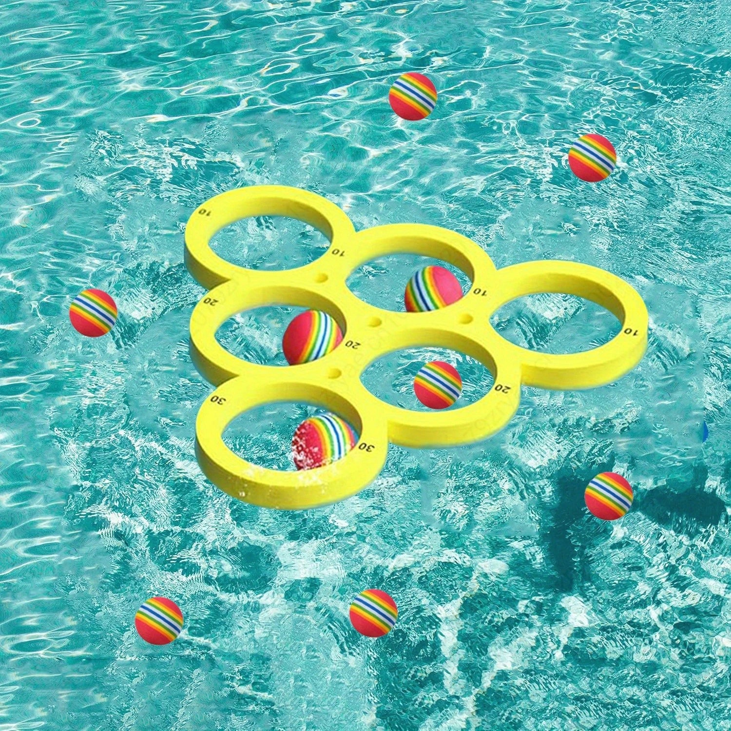 1+10pcs Swimming Pool Toss Game Set, Family Water Sports Floating Pool Toys, Throwing Game ，Suitable for Family Friends Oasis Select