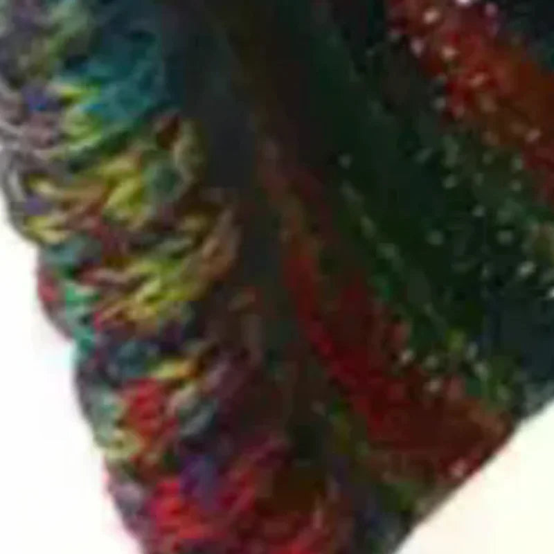 Rainbow Striped Knit Beanie Hat – Women's Winter Ear Warm Cap