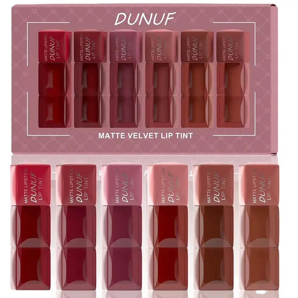 DUNUF 6-Piece Velvet Matte Liquid Lipstick Set – Waterproof Lip