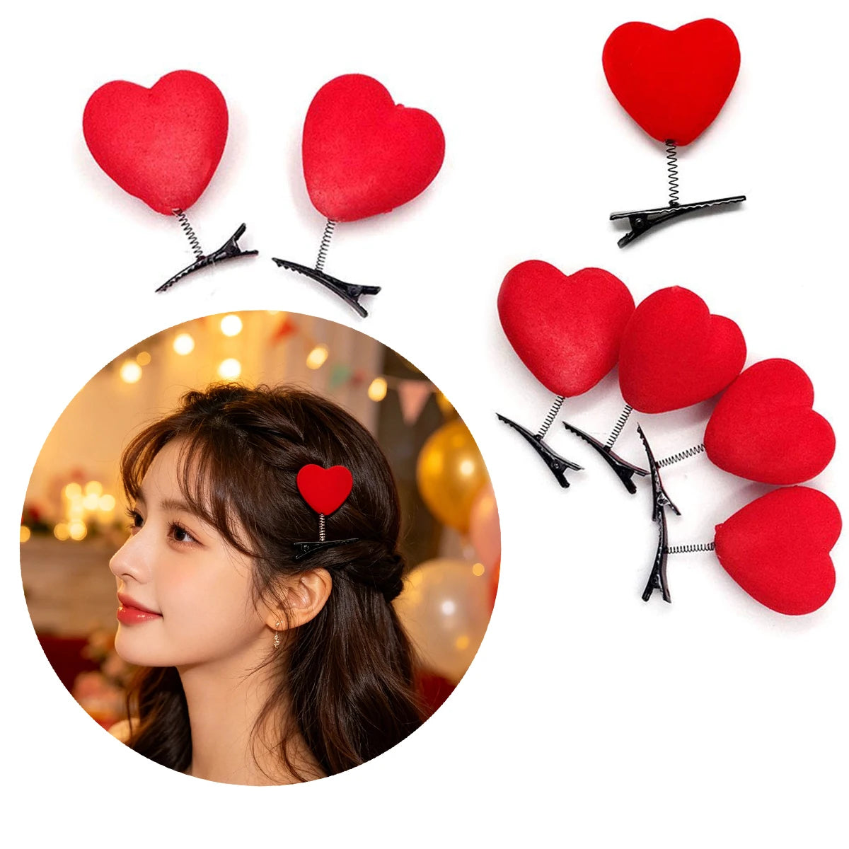 2/4/6PCS Heart Hair Clips Dainty Metal Barrettes Coquette Aesthetic Hair Accessories Women Girls Non Slip Daily Gift Oasis Select