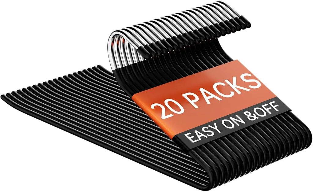 20pcs Pants Hangers Non-Slip, Heavy Duty Stainless Steel Trouser Racks Space Saving, Open Ended Jeans Hangers for Organization Oasis Select 20pcs black