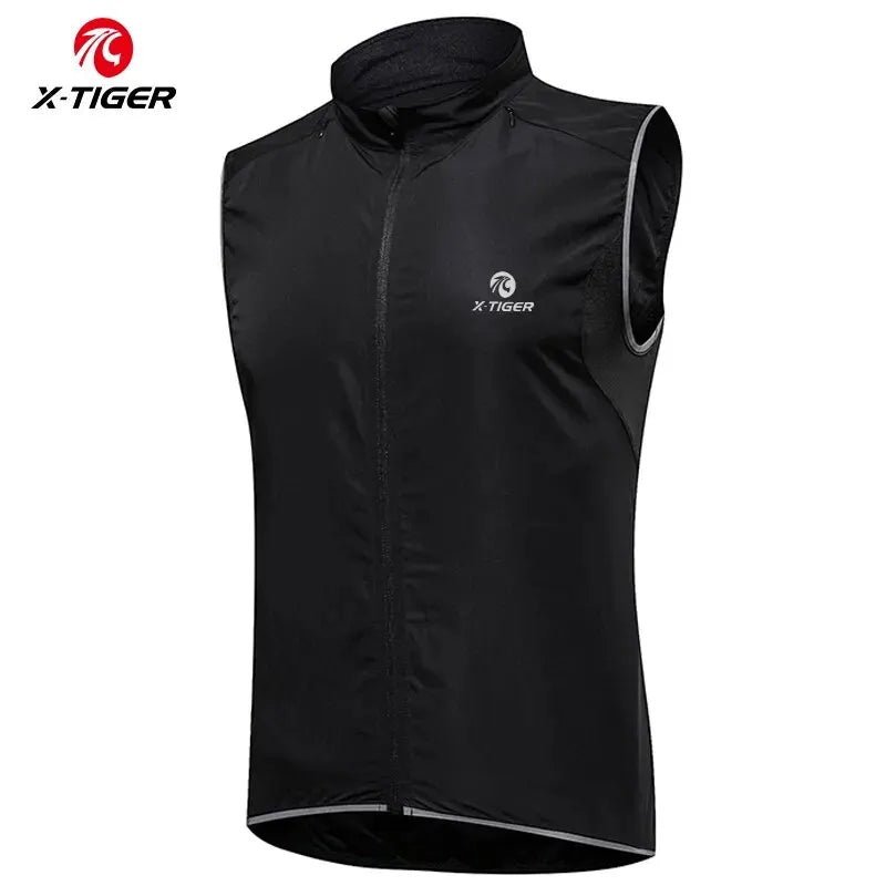 X-TIGER Cycling Vest Sleeveless Bicycle Reflective Windproof Uitra-Light Sun Protection Mountaineering Jacket Cycling Sportswear Oasis Select black XL