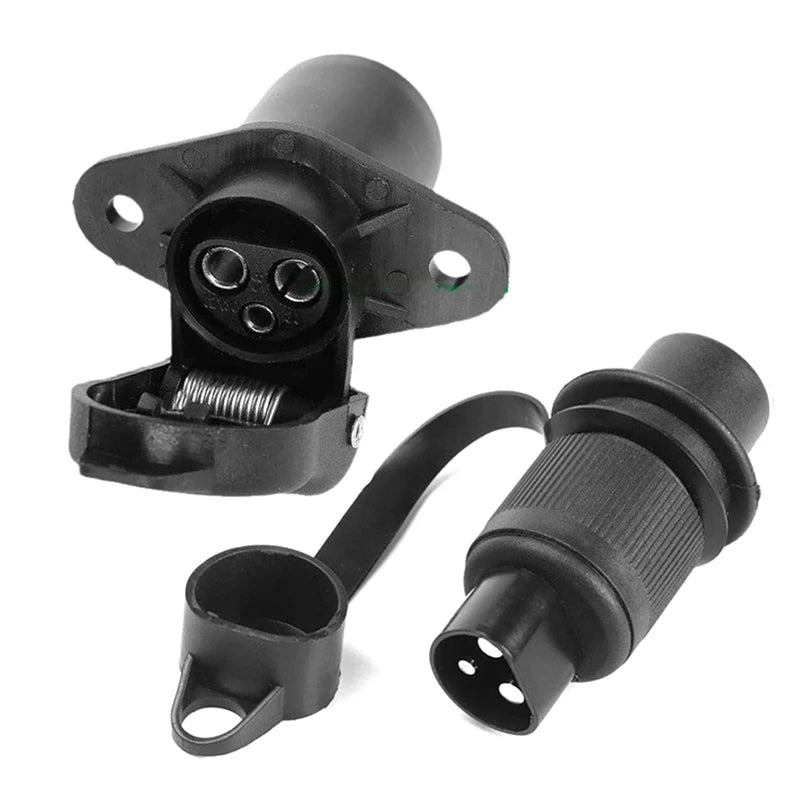 3 Pin Trailer Socket Connectors Round 3 Pole Plug-in Trailer Tractor Plug for Electrical Caravan Truck 12V Oasis Select