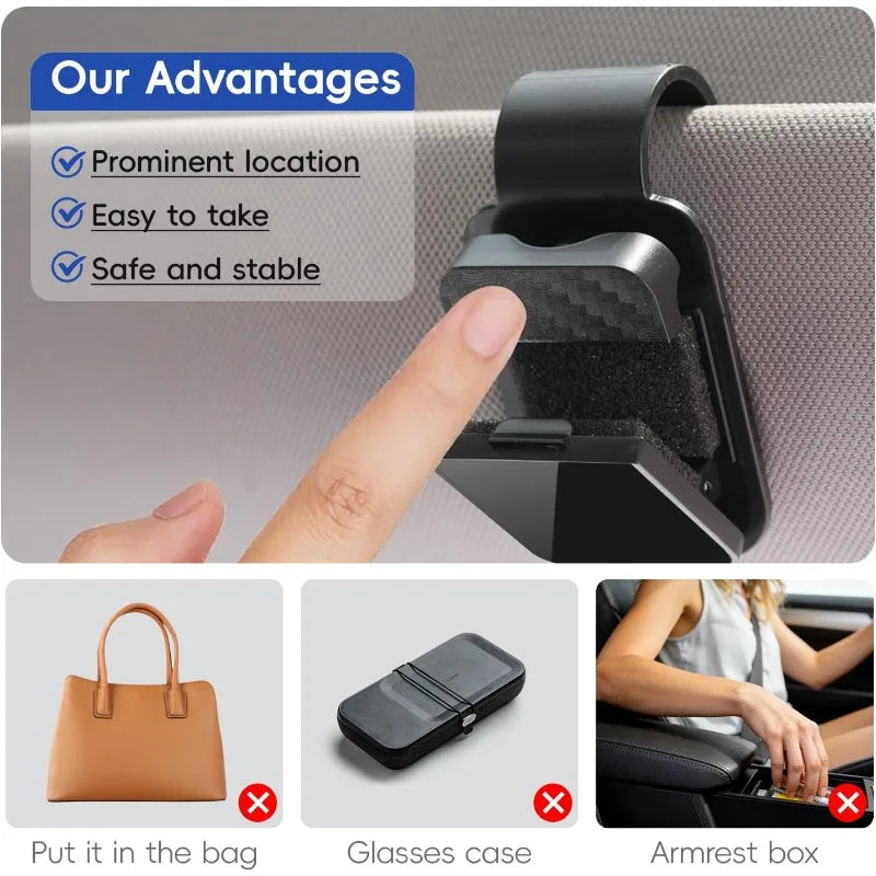 Car Sun Visor Sunglasses Clip Holder Universal Stable Glasses Hanger Card Ticket Organizer Interior Storage Clip Car Accessories Oasis Select