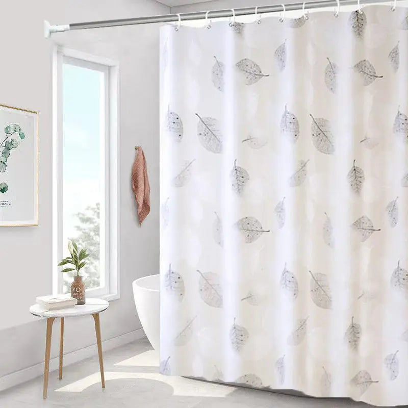 Eco Friendly PEVA Waterproof Bath Curtain Rustproof Grommets Leaf Design Modern Bathroom Decor Set Includes Hooks Oasis Select D 100x180cm