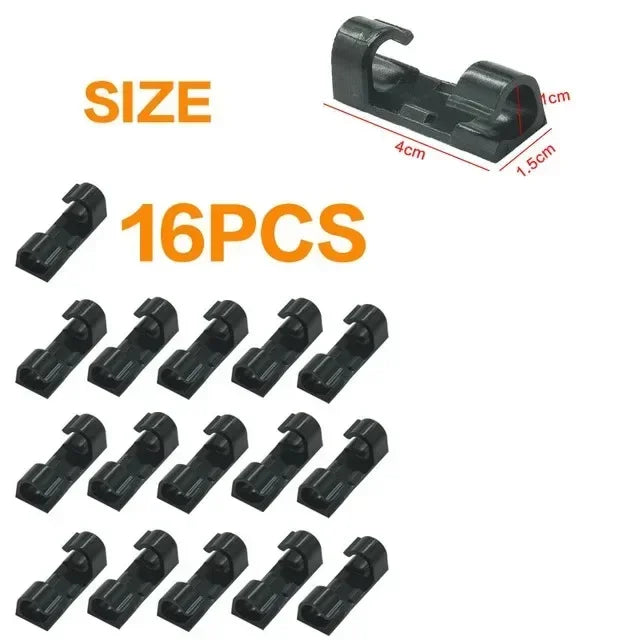 20/40pcs Adhesive Cable Clips Wire Holder For Wall Strong Self-Adhesive Stickers Cord Management Organizer For Desk Car Office Oasis Select Big Black 16PCS