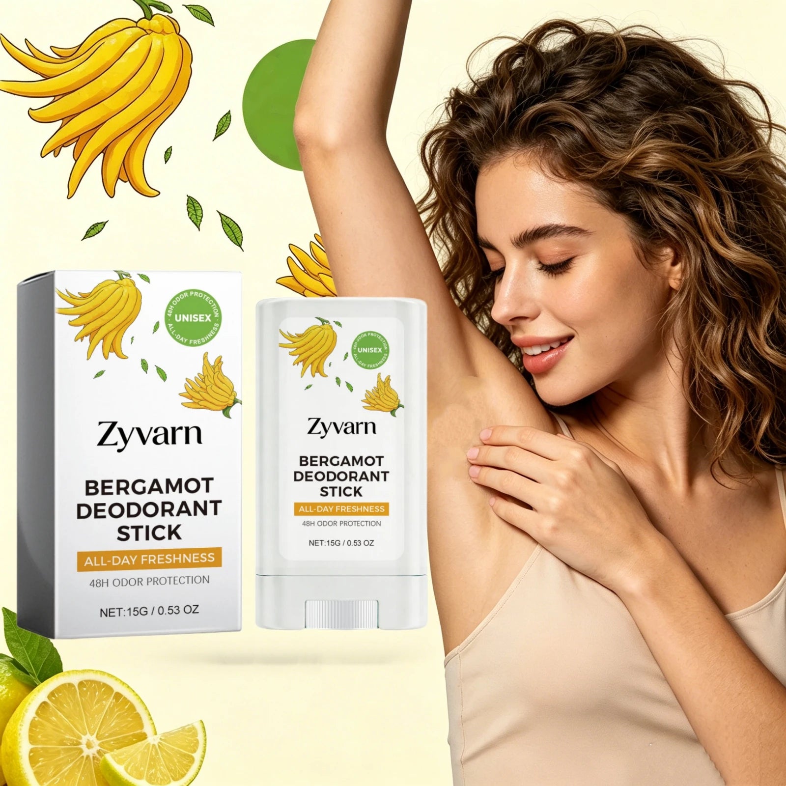 Refreshing Deodorant Balm Stick Natural Bergamot All Day Anti-odor Oasis Select