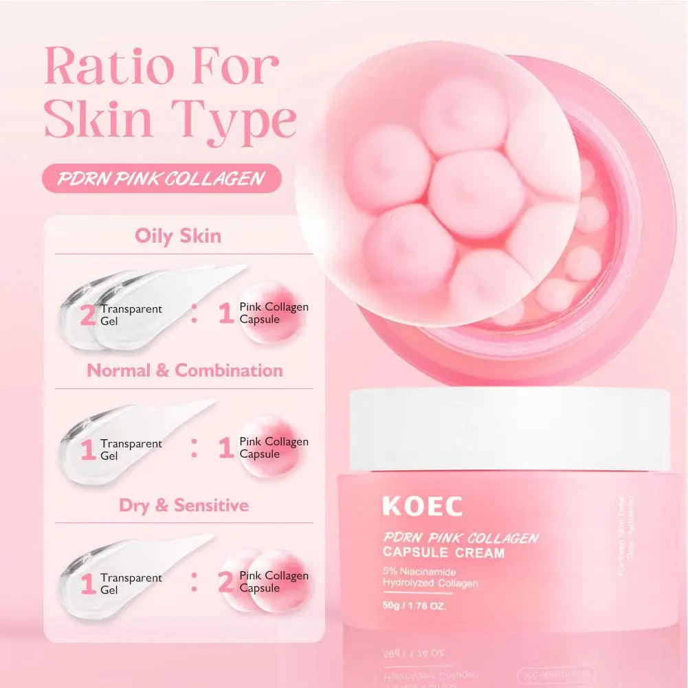 KOEC Deep-Sea Collagen Silk Peptide Facial Ampoule Essence & Polypeptide Collagen Moisturizing Face Cream Skincare Set Oasis Select