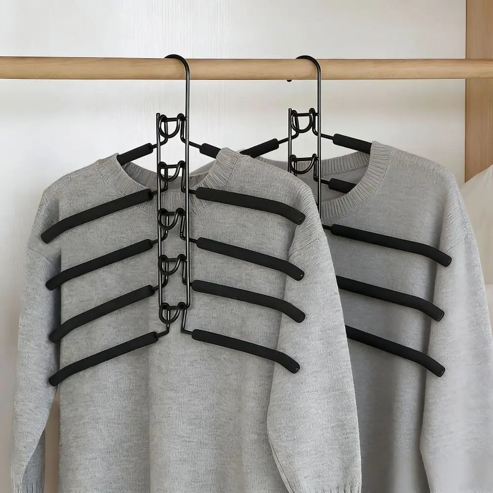 5 in 1 Multi Layer Hanger Detachable Non-Slip Foam Pads Multifunctional Clothes Rack Durable Seamless Space Saving Hanger Oasis Select