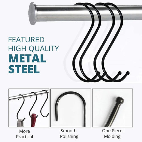 10PCS Stainless Steel S-shaped Hooks Heavy Duty Metal Hanging Multi-functional Coat Hook For Kitchen Bathroom Home Fastener Oasis Select