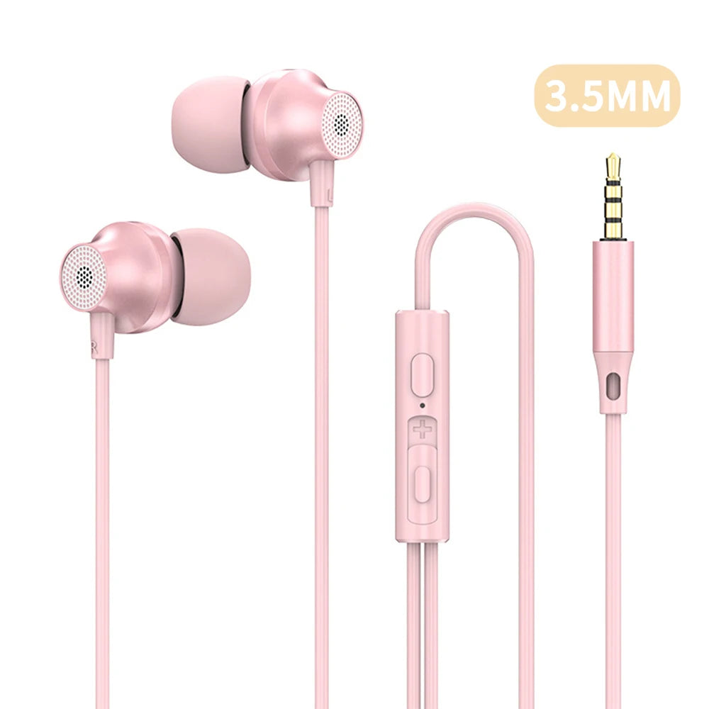 Digital Chip Wired Earphone 3.5mm AUX/Type C 9D HiFi Surround Heavy Bass In-Ear Headsets For Samsung Huawei Xiaomi OPPO iPad PC Oasis Select 3.5MM AUX Pink