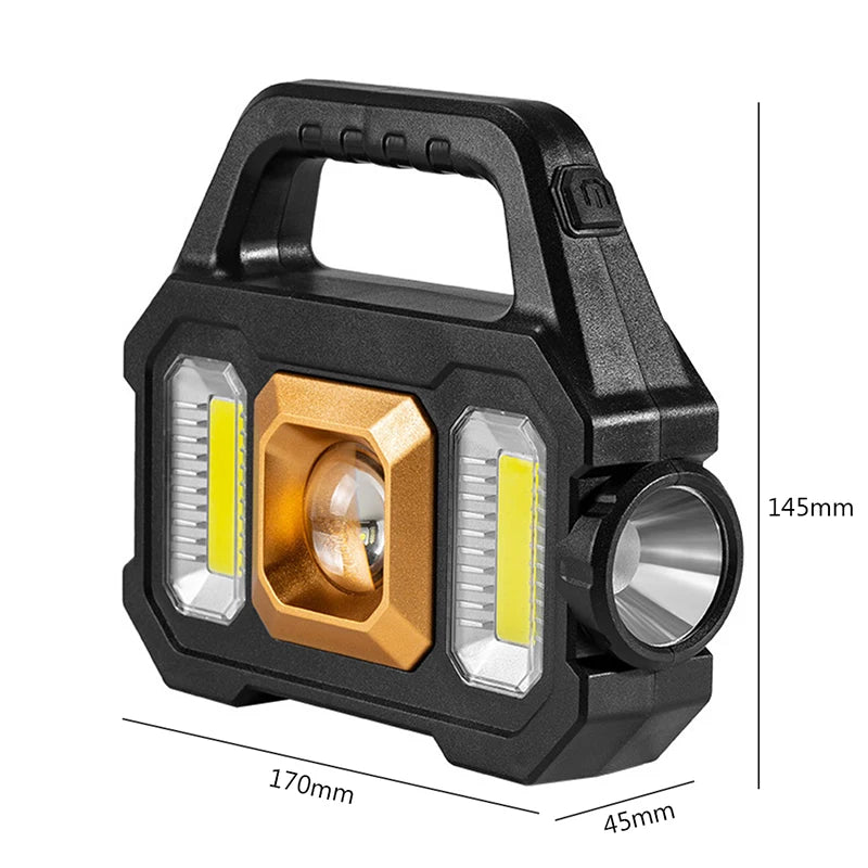 Solar Rechargeable Flashlight Zoomable Waterproof COB LED Torch Brightly Light Portable Powerful Lantern for Camping Oasis Select S157-C