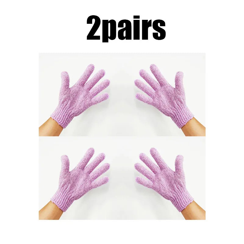 1/2/3pairs Body Cleaning Gloves Washcloth Soft Brush Home Hotel Bathroom Shower Ball Back Scrubber Exfoliating Skin Bath Gloves Oasis Select 2pairs purple