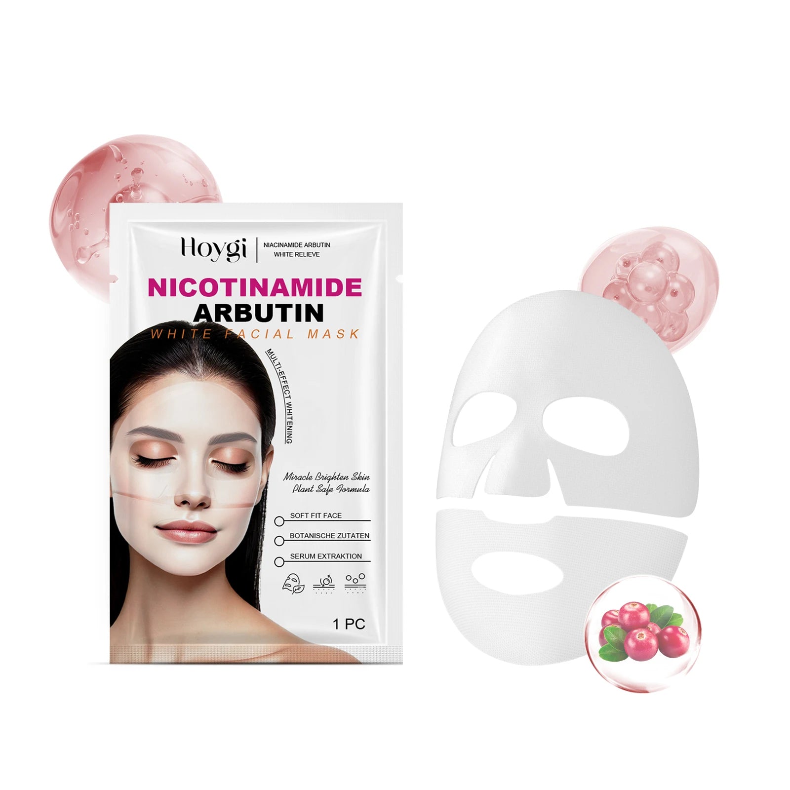 Niacinamide Arbutin Hydrating Mask Deep Hydrating Shrink Pores Firming Refreshing Brightening Facial Sheet Mask for Glowing Skin Oasis Select 1Pcs