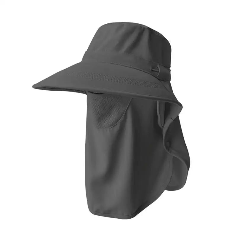 Women Adjustable Neck Flap Sun Hat Wide Brim UPF 50+ UV Protection Breathable Outdoor Travel Beach Cap Oasis Select A12 Dark gray
