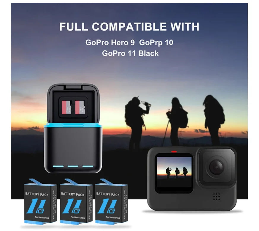 3-Way GoPro Hero 9–13 Fast Charger + Type-C Cable