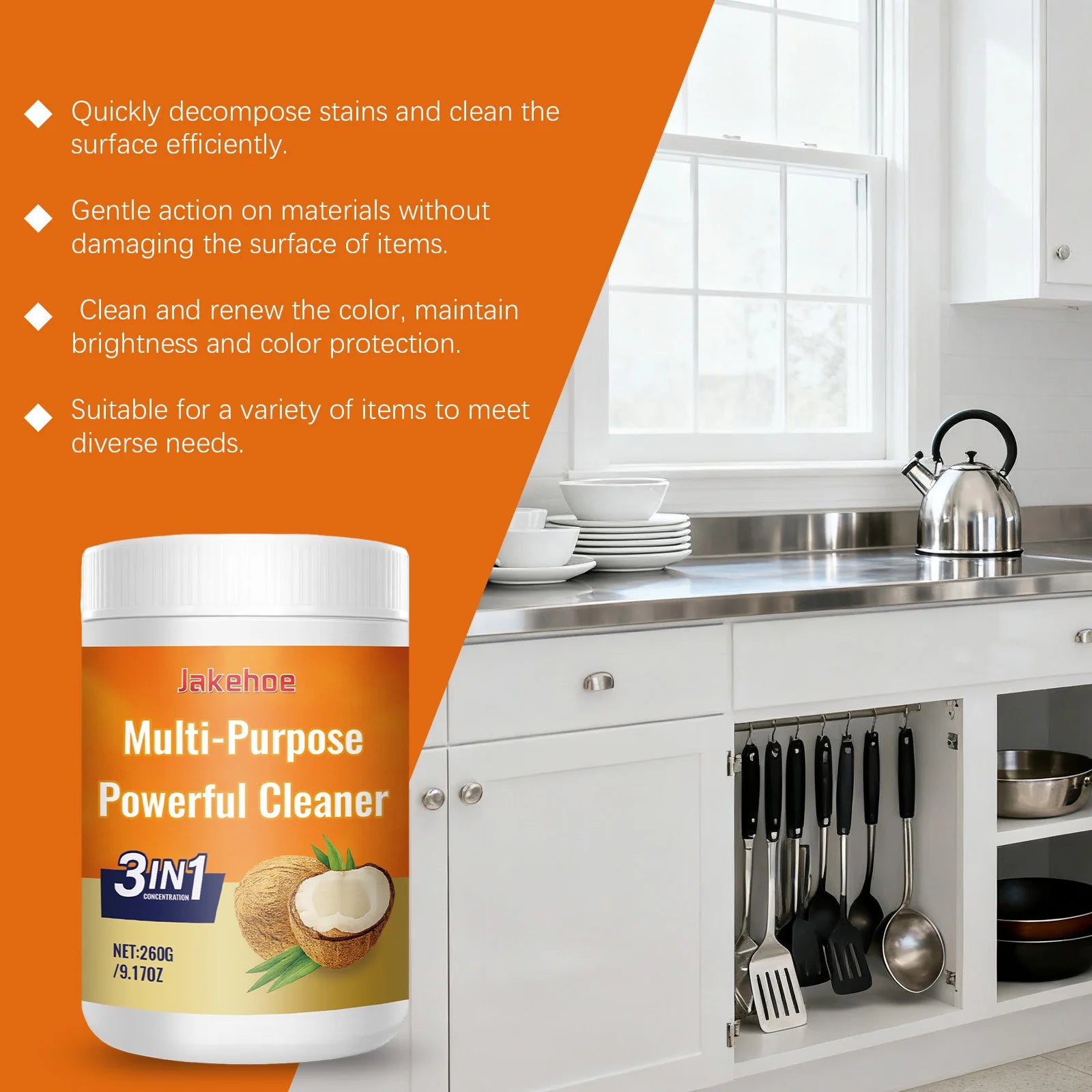 Coconut Oil Multi Functional Powerful Cleaner for Kitchen Range Hood Remove Stain Dirt Antibacterial Household Cleaning Cream Oasis Select