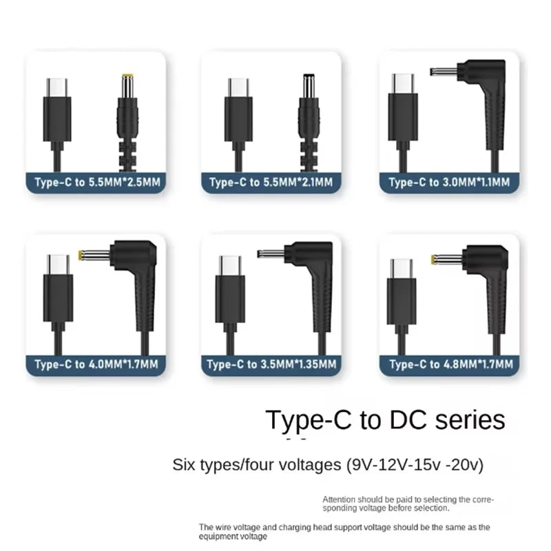 DP 65W 9V 12V 15V 20V USB C Type C to DC Power Adapter Cable Type C to 3.5*1.35mm Dc line Converter for Router Mini Fan Speaker Oasis Select