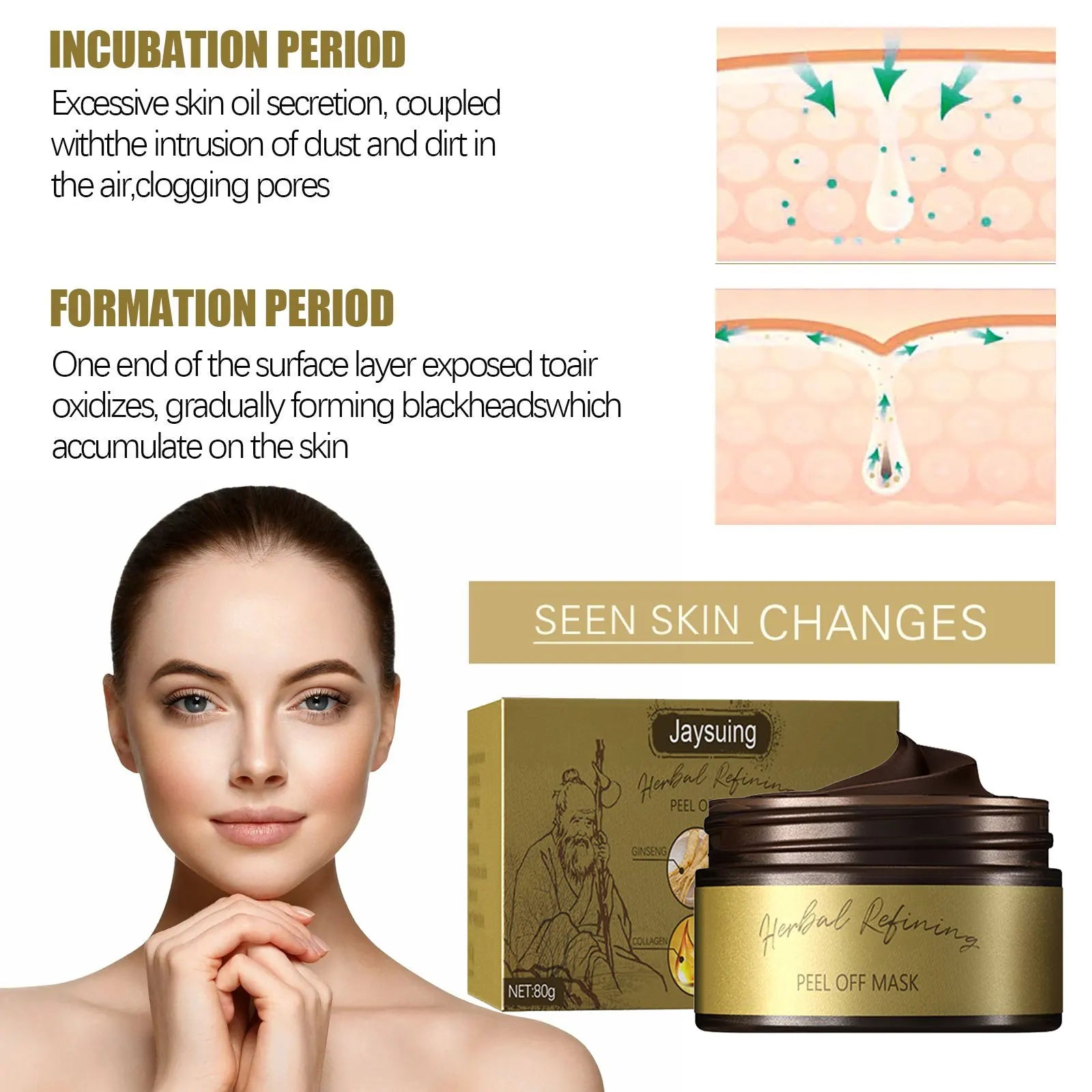 Jaysuing Ginseng Peel-Off Mask – Blackhead Removal 80g Peel-Off Face Mask Oasis Select