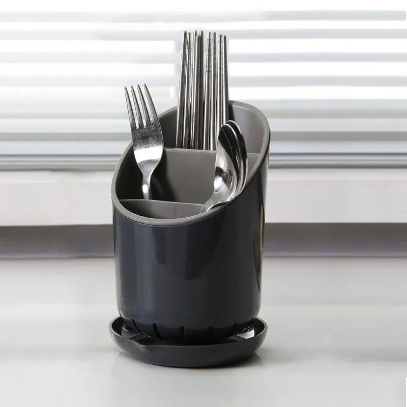 1Pc Kitchen Storage Chopsticks Tube With Drain Plate Tableware Storage Holder Home Kitchen Organizer Rack Chopstick Drain Box Oasis Select black 1pc