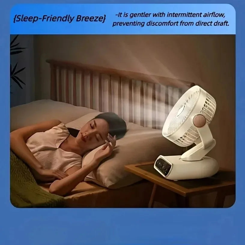 AI Smart Desktop Air Circulation Fan Turbo 100 Speed Type-C Rechargeable Quiet Brushless LED Display Timer for Home Office Baby Oasis Select
