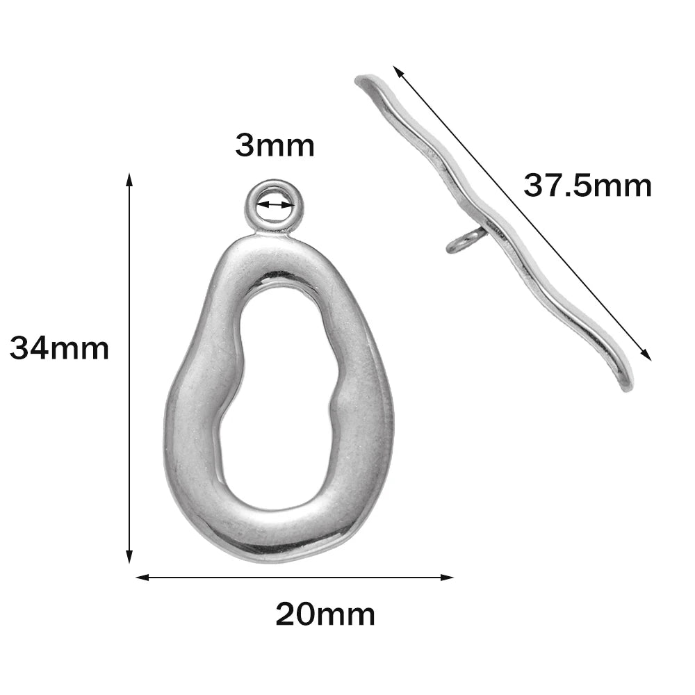5 Sets Stainless Steel Toggle Clasp T-bar Closure Ring Fastener Hook End Connectors for DIY Necklace Bracelet Jewelry Making Oasis Select Steel 20x34mm