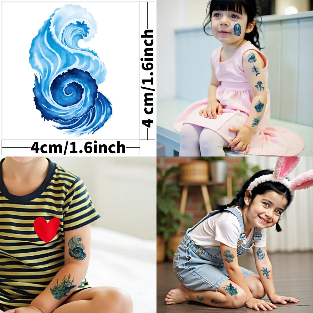 63-Piece Sea Creature Temporary Tattoos – Waterproof Stickers Temporary Tattoo Set Oasis Select