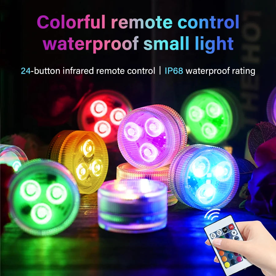 RGB LED Underwater Light With Remote Control Battery Powered 3LEDs Submersible Lamp Waterproof For Swimming Pool Garden Party Oasis Select