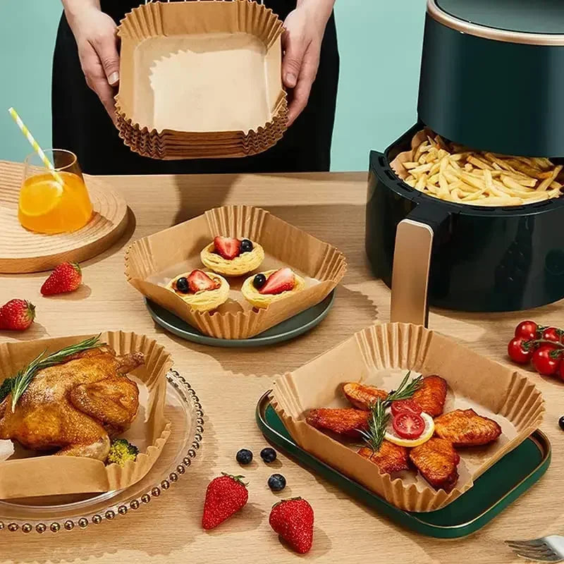 Cooking Paper Air Fryer Disposable Paper Square Round Baking Barbecue Plate NonStick Mat Kitchen Oven Oil Absorbing Paper Tool Oasis Select