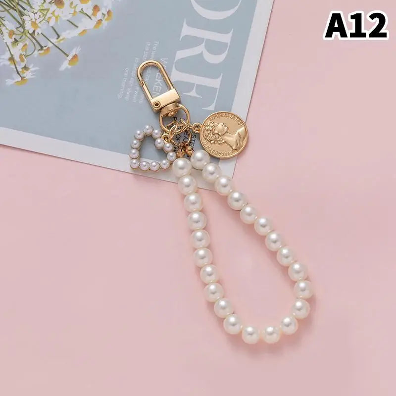 Pearl Flower Keychain Charm – Beaded Bag & Phone Pendant Keychain Charm Oasis Select A12