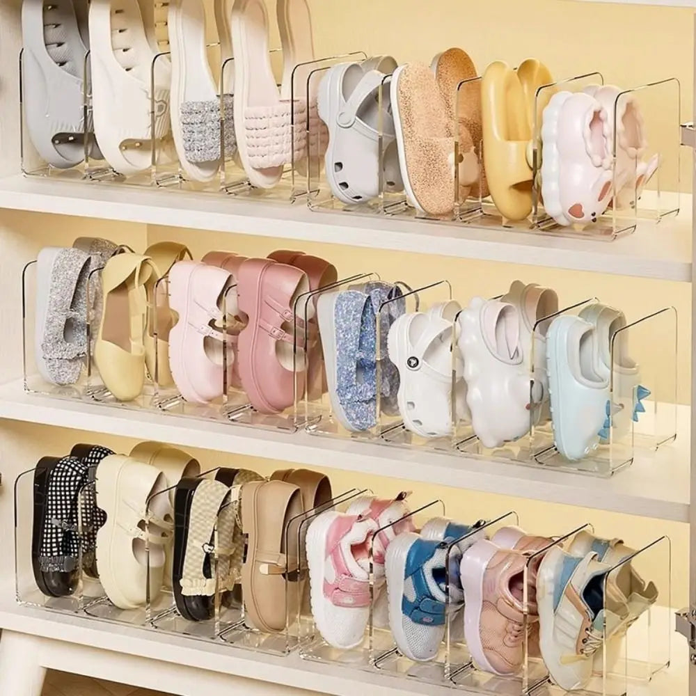 4-Grid Transparent Shoe Rack | Free Standing Shoe Organizer