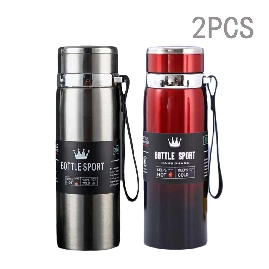 1000ml Thermal Water Bottle Thermos Vacuum Flask Double Stainless Steel Coffee Tea Insulated Cup Leakage-proof for Office Oasis Select Steel Red 2PCS 1000ML