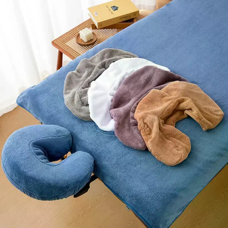U-Shaped Facial Pillow Cover Microfiber Face Cradle Covers Large Size Soft And Reusable Massage Headrest Cover Beauty Supplies Oasis Select