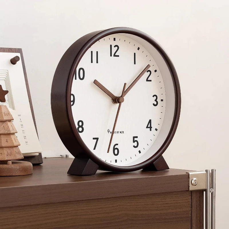 Solid Wood Chinese Retro Clock New Desktop Decoration Living Room Silent Clock Placement Decoration Retro Clock Oasis Select